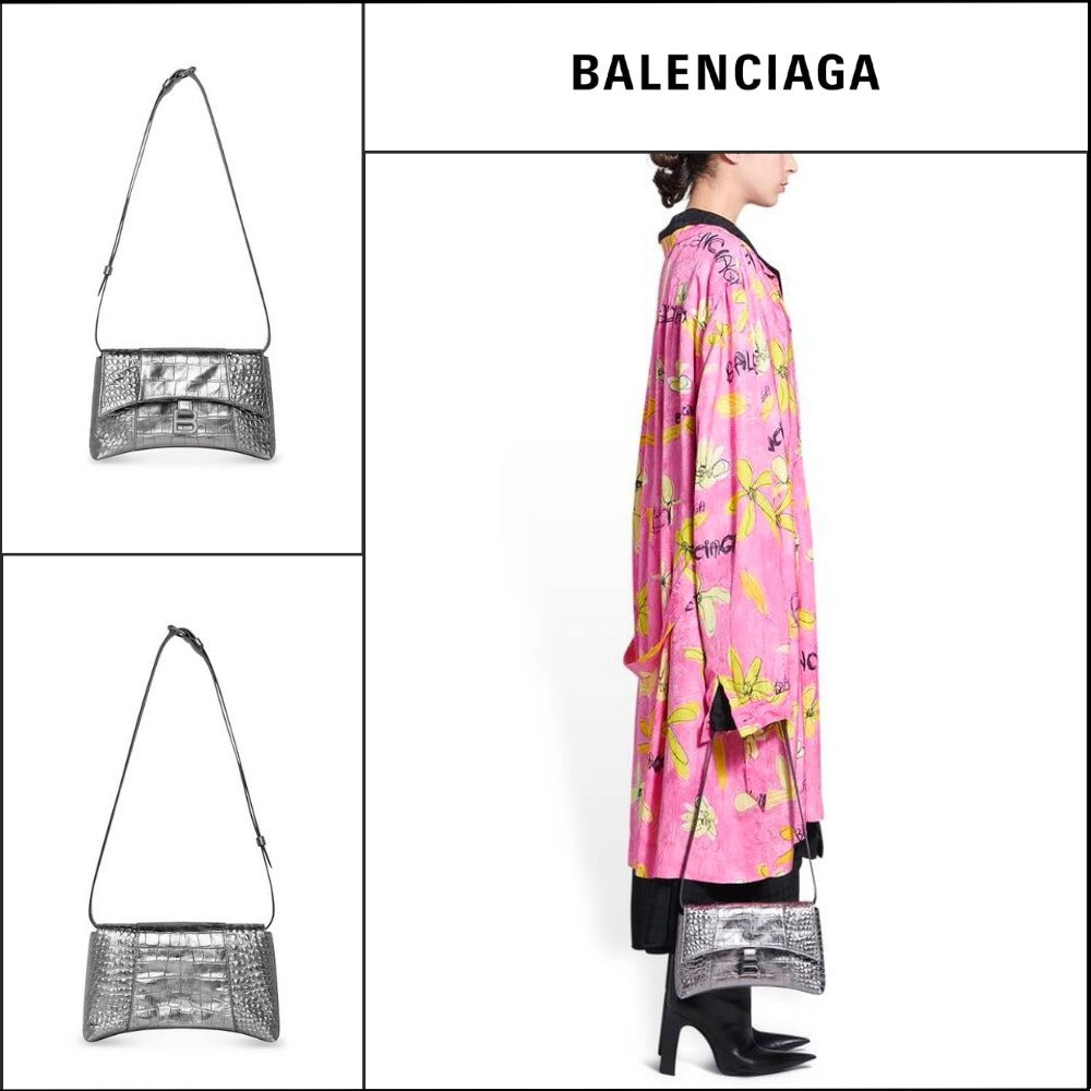 【BALENCIAGA 】Downtown XS Shoulder Bag Metallized Silver