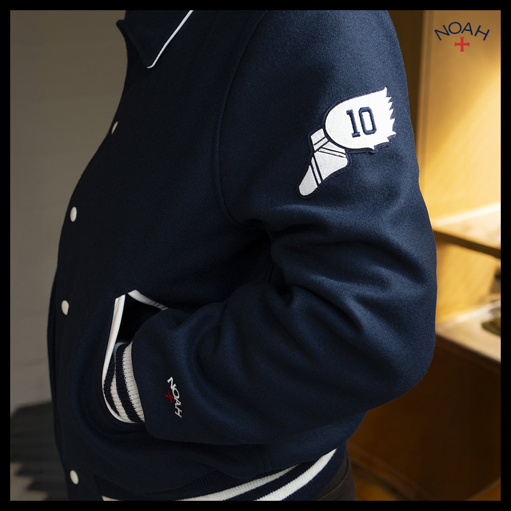 ◆NOAH◆ ウール スタジャン Varsity Jacket White ロゴ