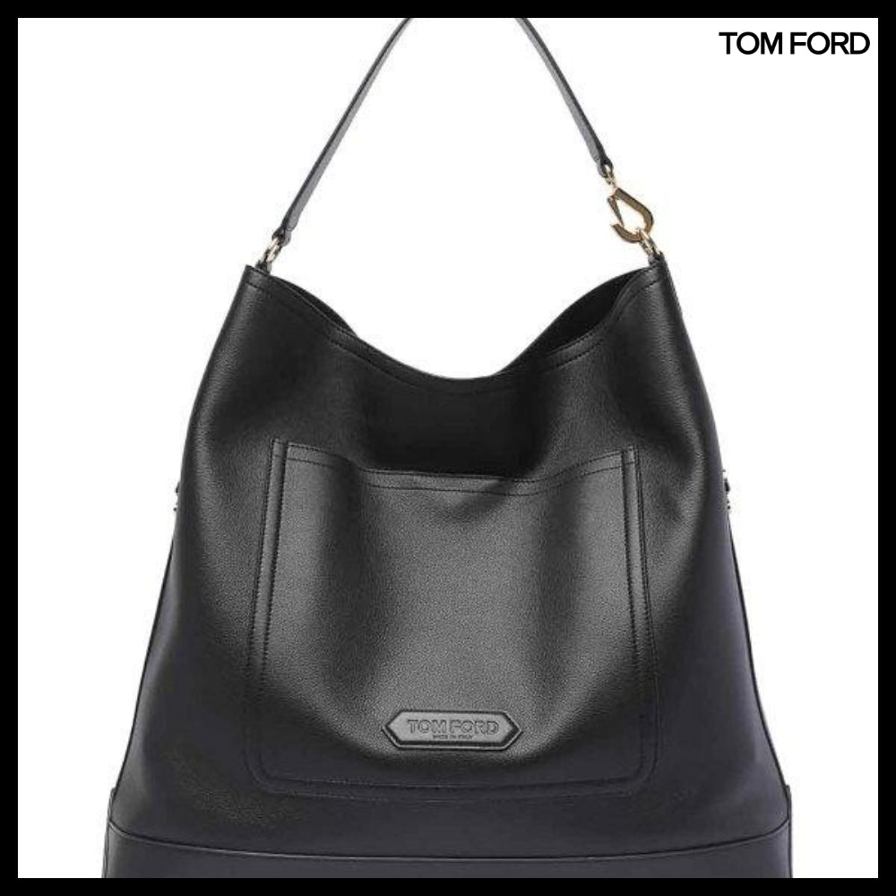 【TOM FORD】LEATHER LUGGAGE SHOULDER BAG BLACK H0577