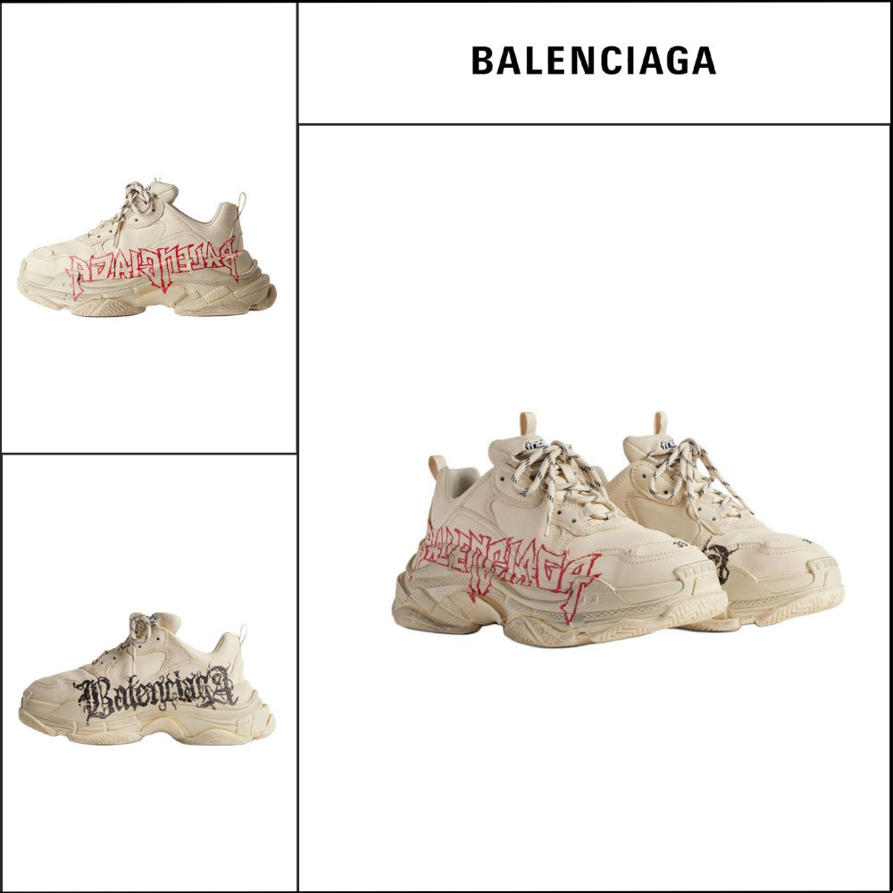 【BALENCIAGA】Triple S Sneaker DIY Metal White Red
