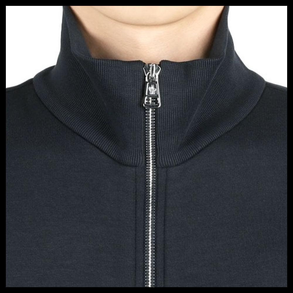 【MONCLER】Logo Patch Stripe Zip Up Jacket Navy