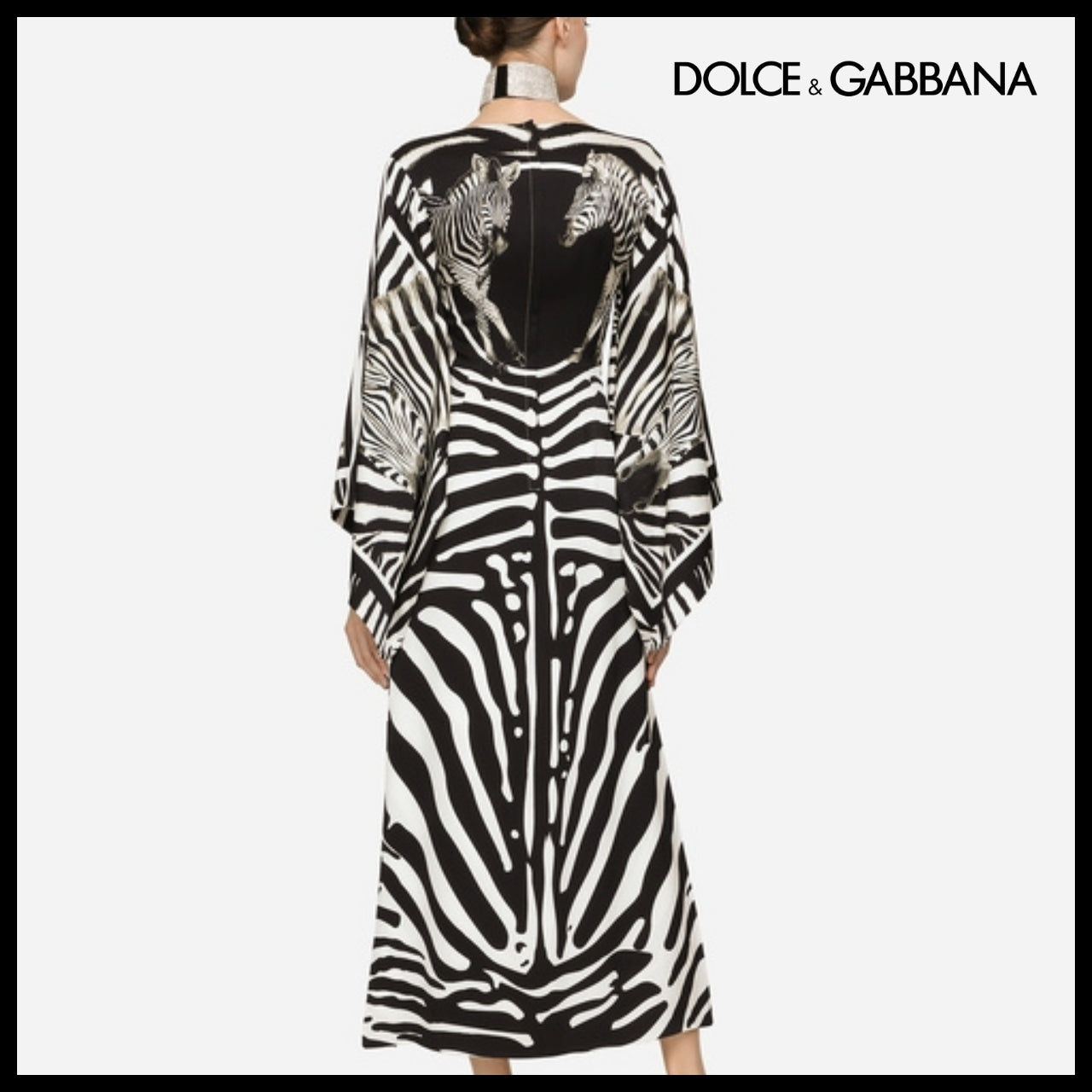 【Dolce & Gabbana】LONG ZEBRA-PRINT CHARMEUSE DRESS