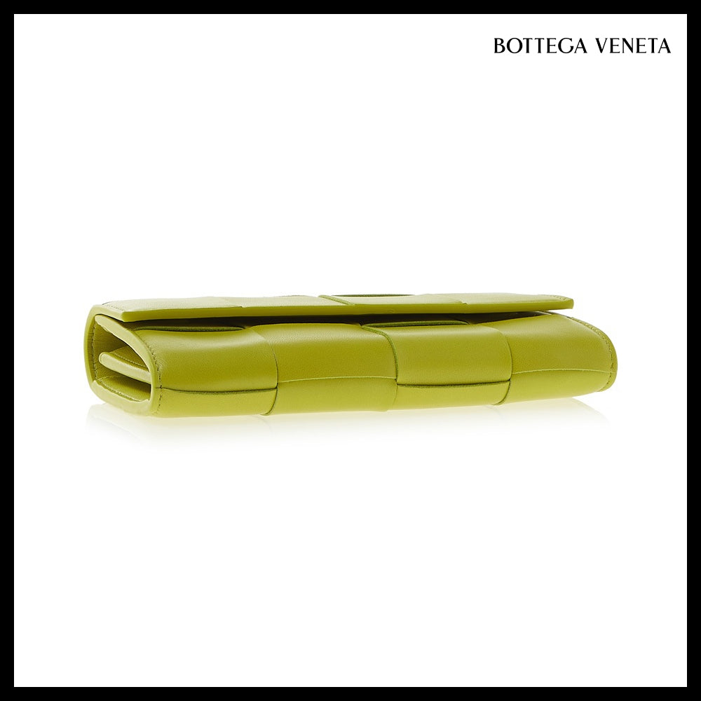 【BOTTEGA VENETA】Intreccio Nappa Calf Flap Wallet KIWI