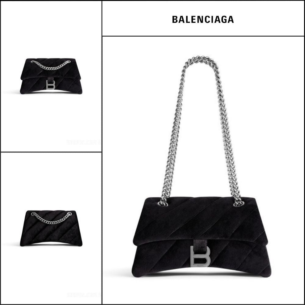 【BALENCIAGA】Crush Small Chain Bag Quilted Velvet Jersey