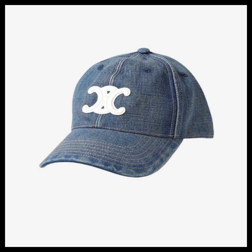 【CELINE】Triomphe Denim Ball Cap Blue Unisex