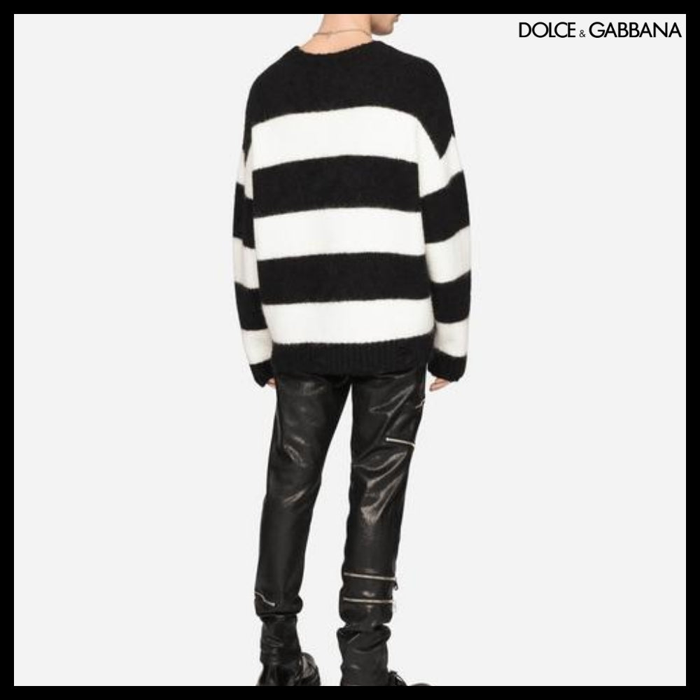 【Dolce & Gabbana】Round-Neck Alpaca Wool Sweater with DG