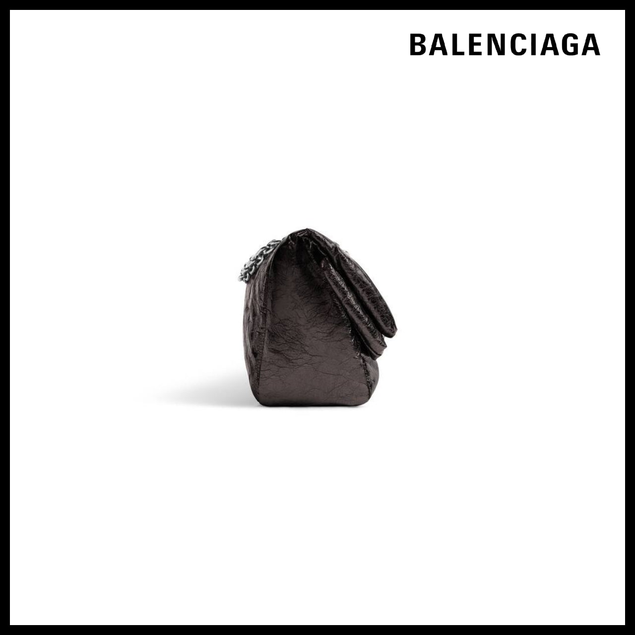 【BALENCIAGA】Monaco Small Chain Bag Metallized Dark Grey