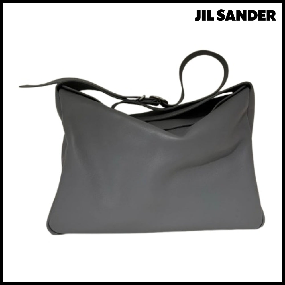 【正規品】【Jil Sander】Logo Leather Messenger Bag