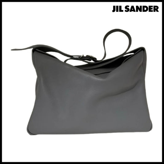 【正規品】【Jil Sander】Logo Leather Messenger Bag