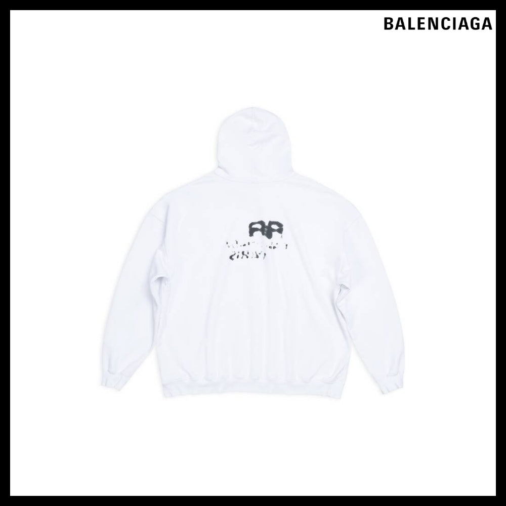 【BALENCIAGA】Hand-Drawn BB Icon Hoodie Large Fit White