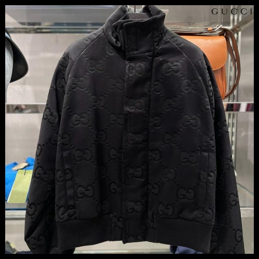 【GUCCI】Jumbo GG Canvas High-Neck Jacket Black
