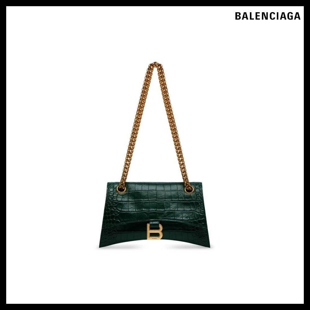 【BALENCIAGA】Crush Small Chain Bag Crocodile Embossed