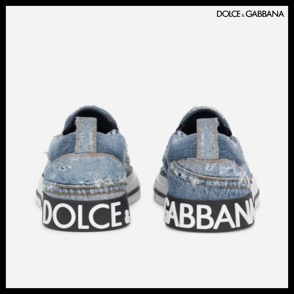 【Dolce & Gabbana】DENIM PATCHWORK CUSTOM 2.ZERO SLIP-ON