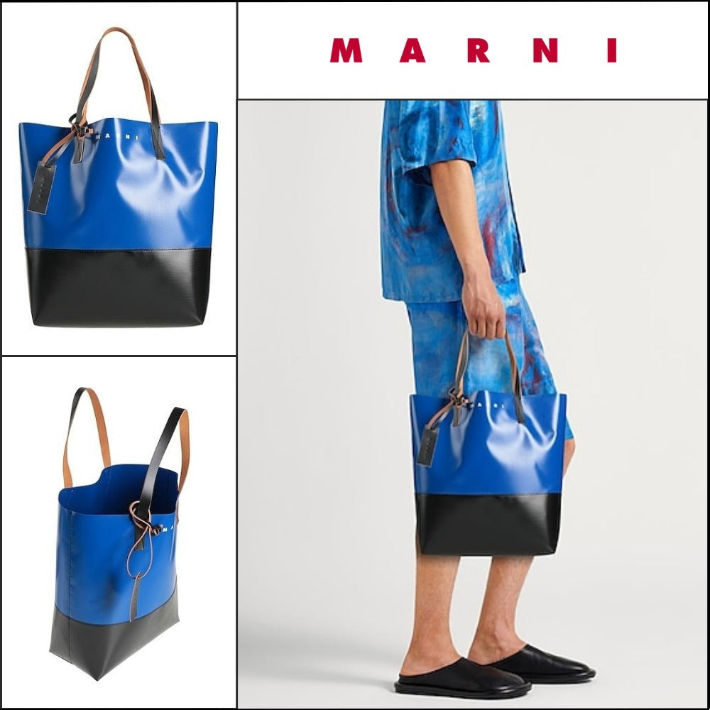 【MARNI】Blue & Black Tribeca Shopping Bag
