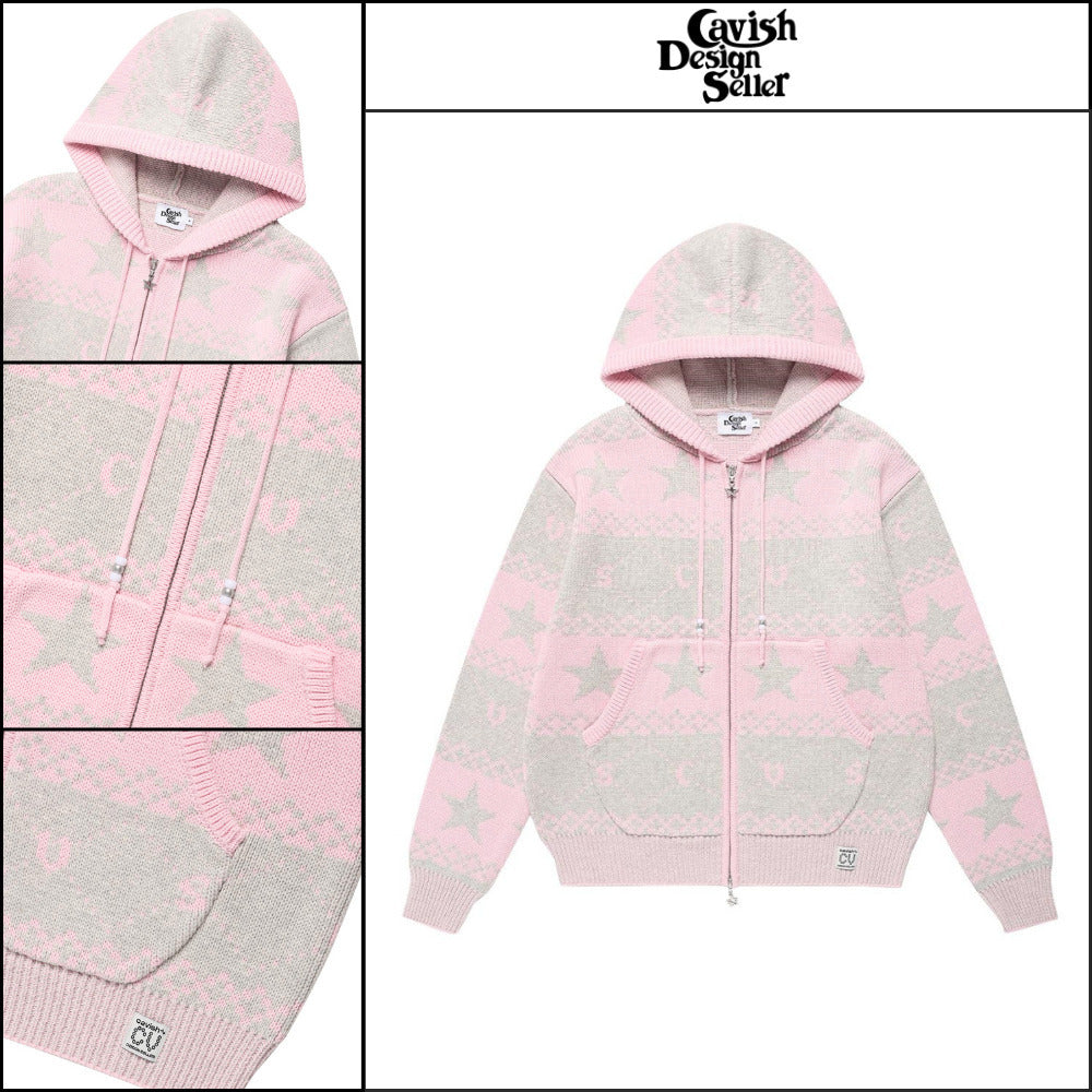 【CAVISH】Nordic Knit Zip-Up Hoodie
