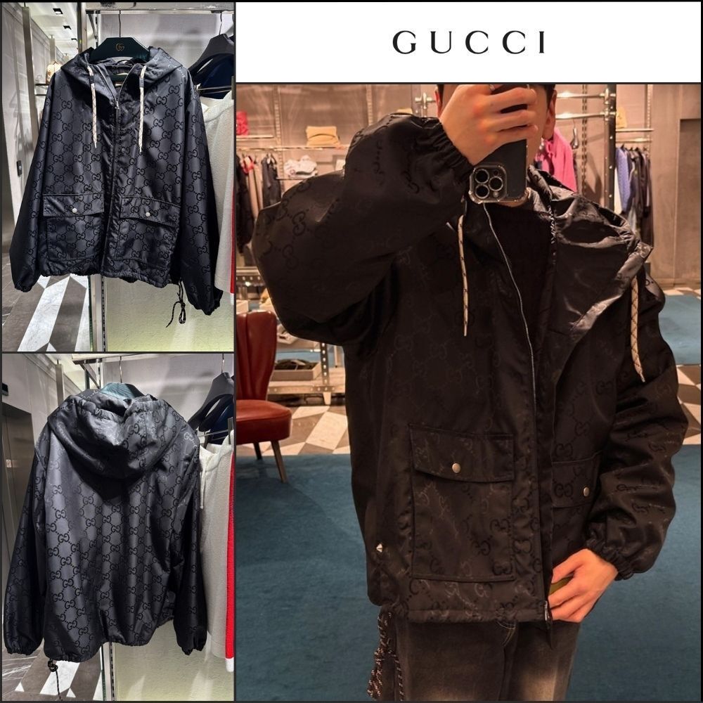 【GUCCI】GG Canvas Nylon Hooded Blouson Jacket Black