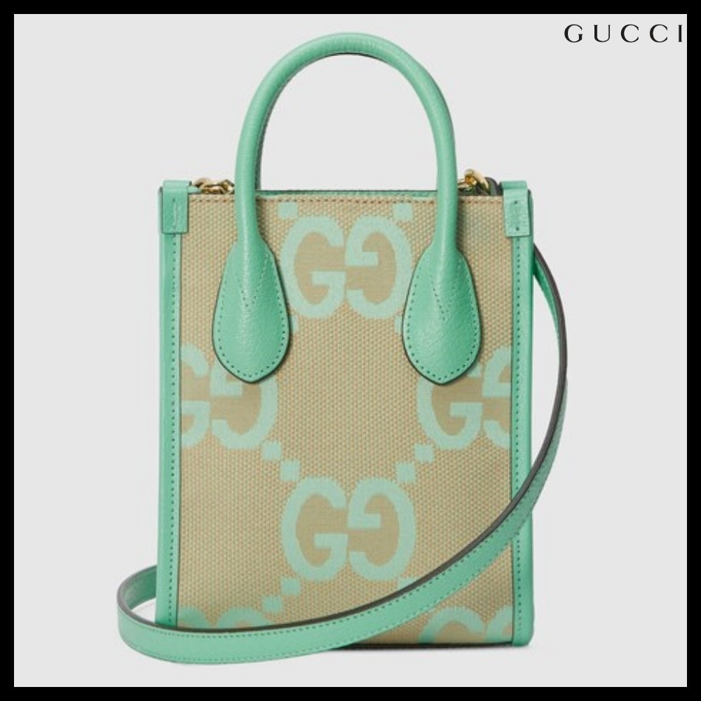 【GUCCI 】Jumbo GG Logo Mini Tote Bag BEIGE MINT