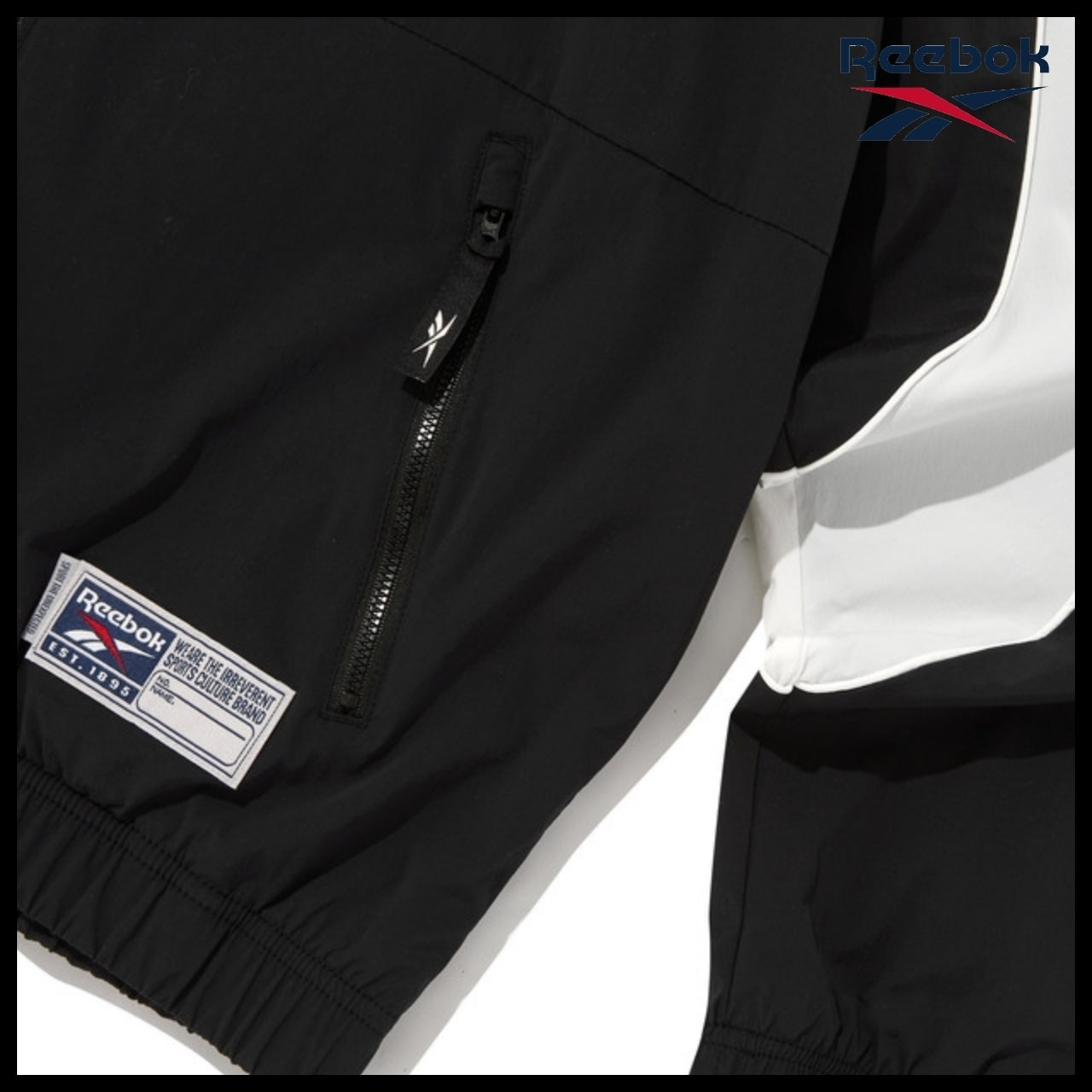 【Reebok】Stretch Hooded Windbreaker Jacket Black