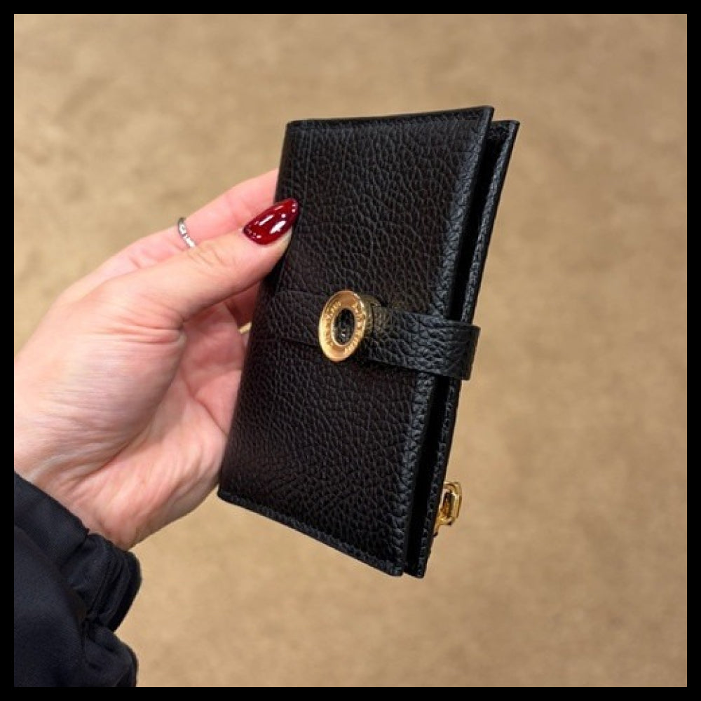 【Burberry】EDIE Grained Leather Bifold Card Wallet Black