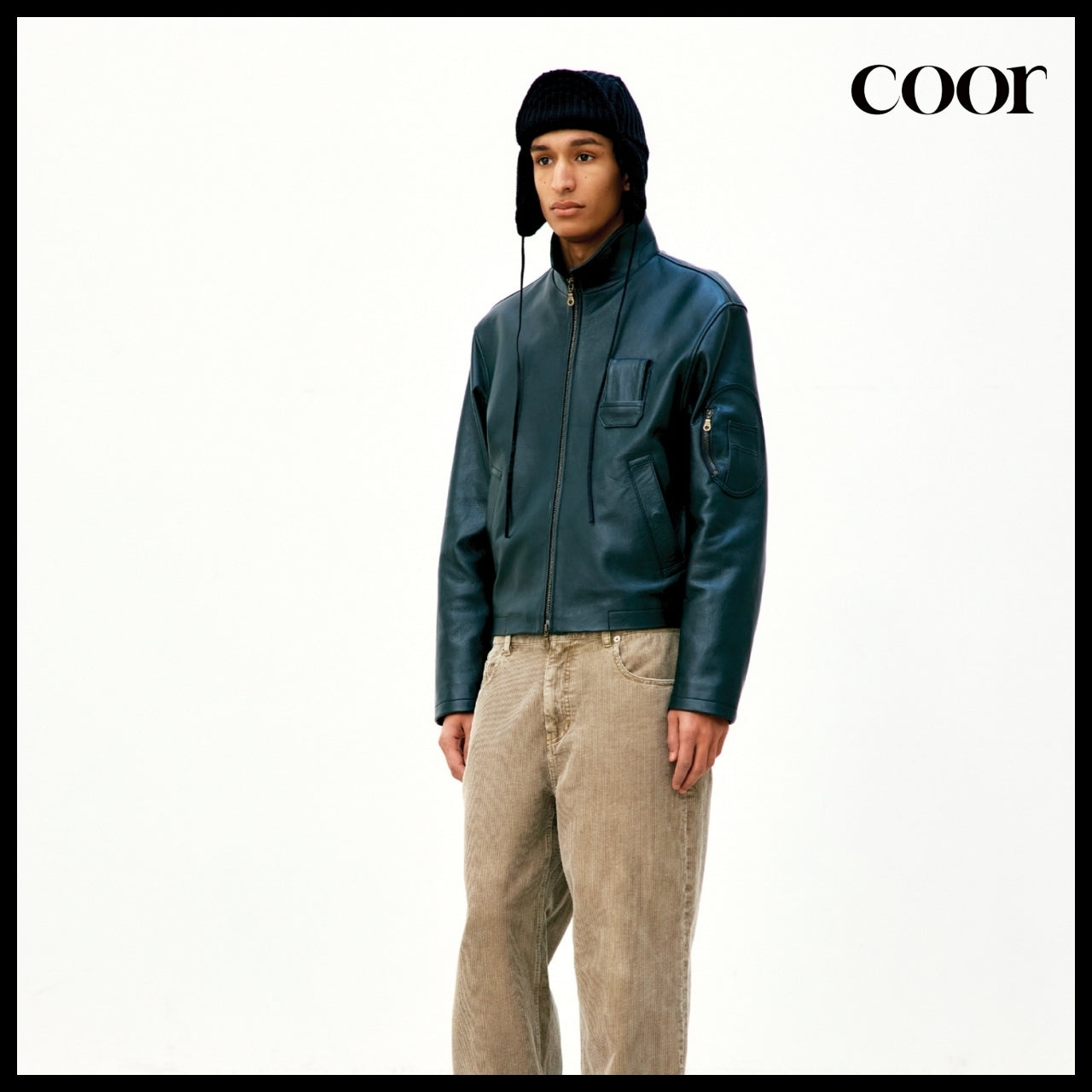 【COOR】Goat Skin Pilot Leather Jumper (2 Colors)