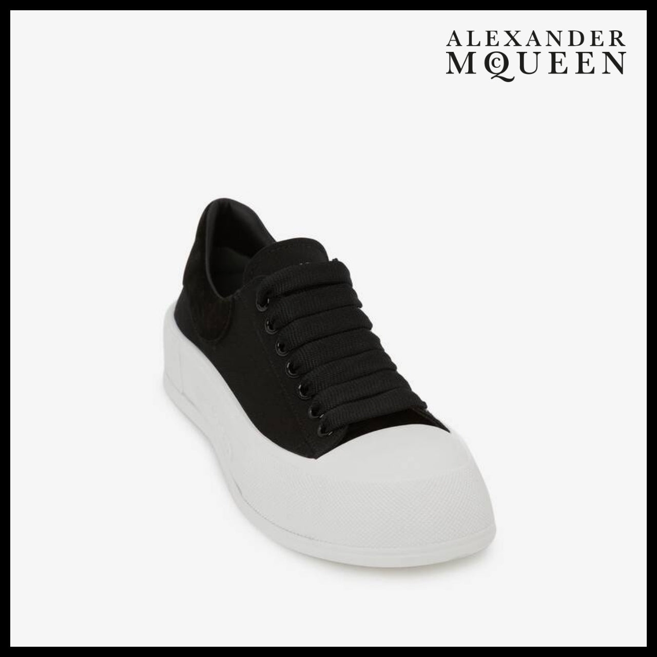 【Alexander Mcqueen】Men's Deck Lace-Up Plimsoll Black White
