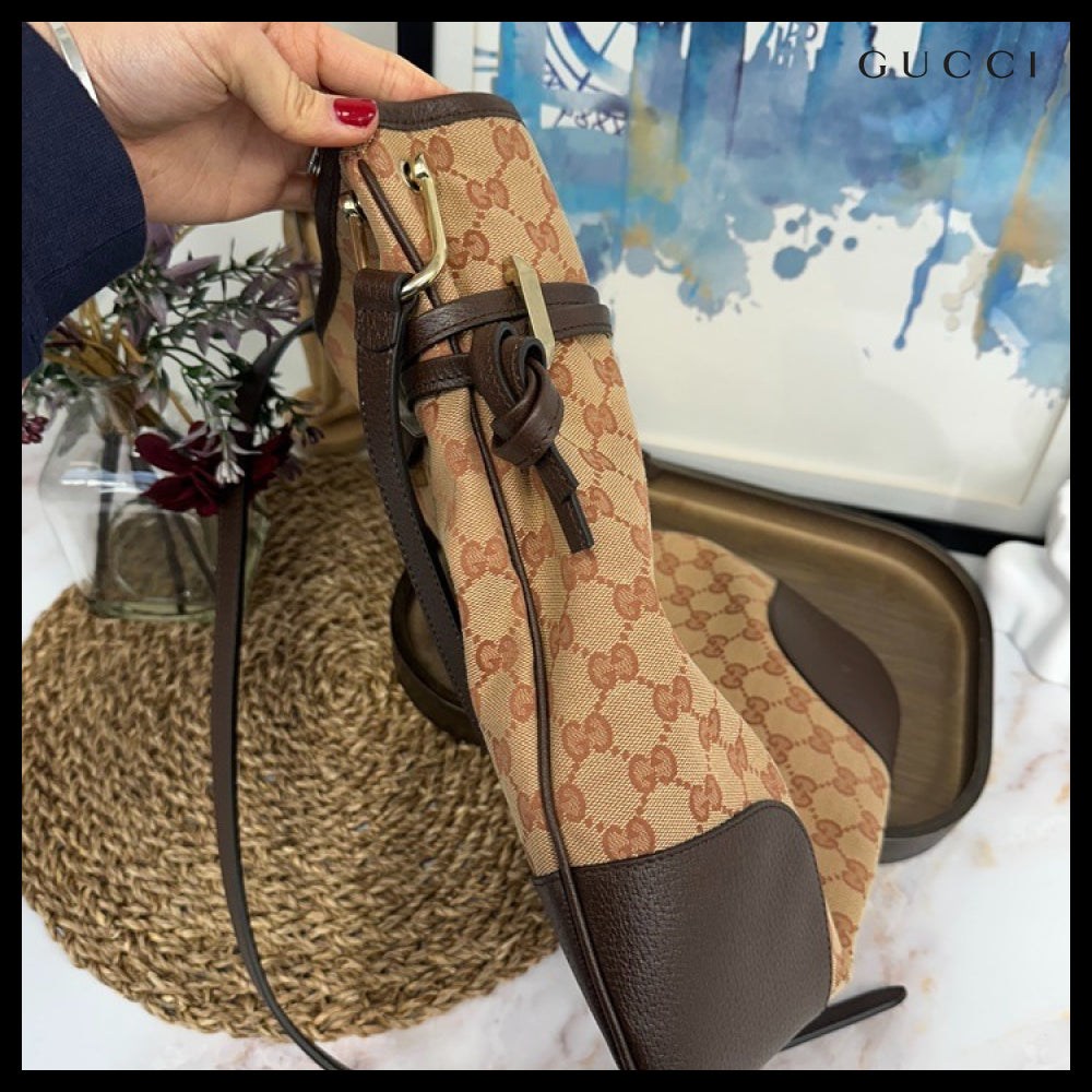 【Gucci】Horsebit 1955 Canvas Messenger Bag Beige Ruggine