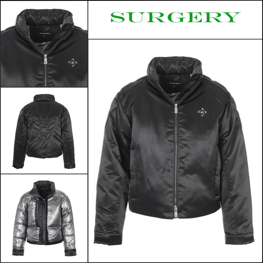 【SURGERY】Biker Embossing Puffer Jacket Black