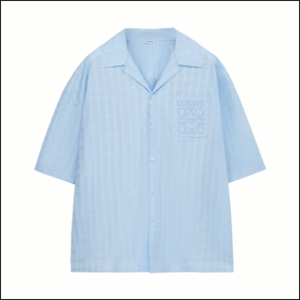 【LOEWE】Cotton Short Sleeve Shirt Blue