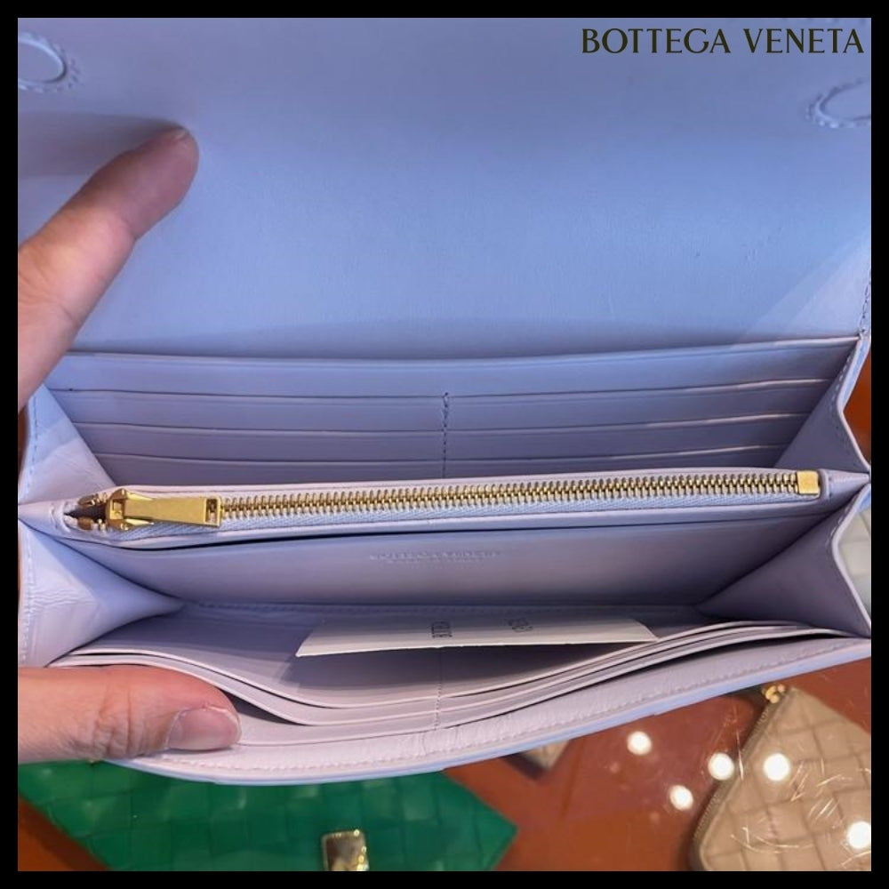 【BOTTEGA VENETA】Intreccio Nappa Calf Flap Long Wallet