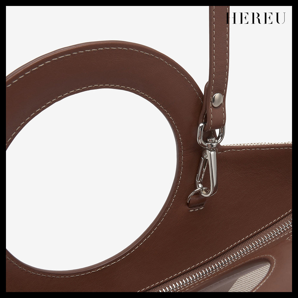 【HEREU】ミニ カラ トートバッグ ベージュ チェスナット