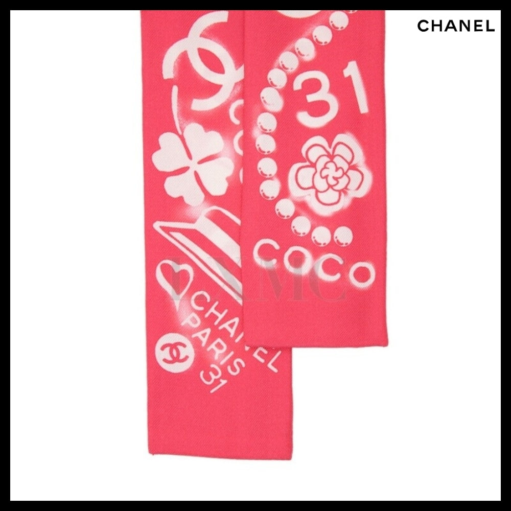 【CHANEL】Coco Mini Scarf Silk Twill Hairband