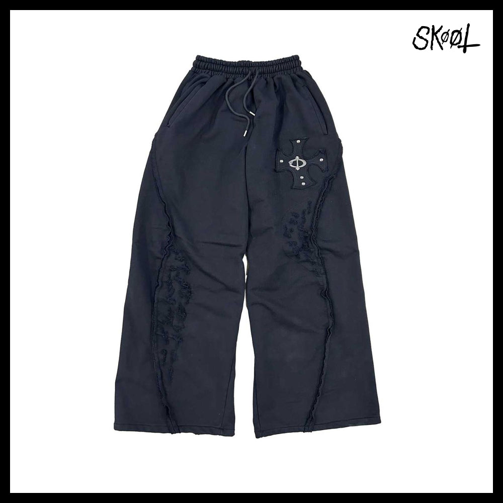 【SKOOT】シュレッド ブラック スウェットパンツ