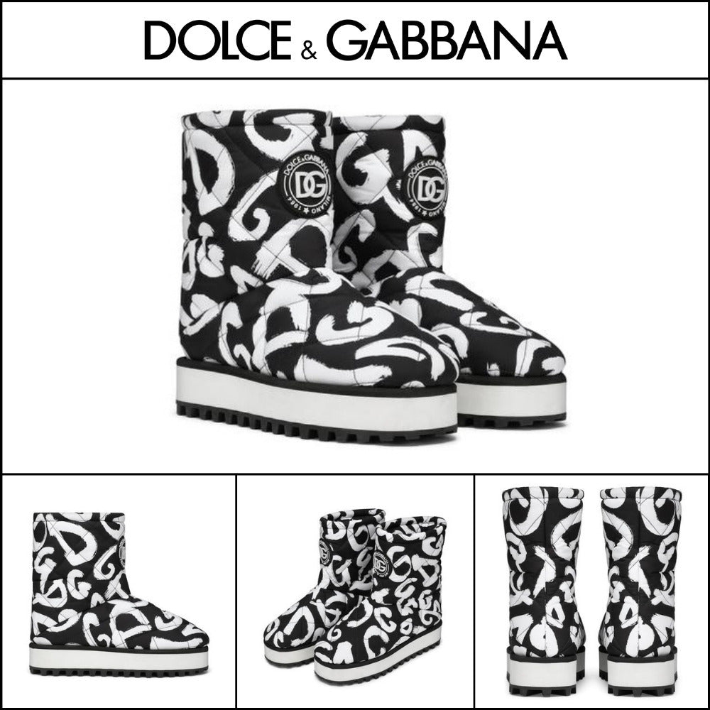 【Dolce & Gabbana】NYLON ANKLE BOOTS WITH LOGO PRINT