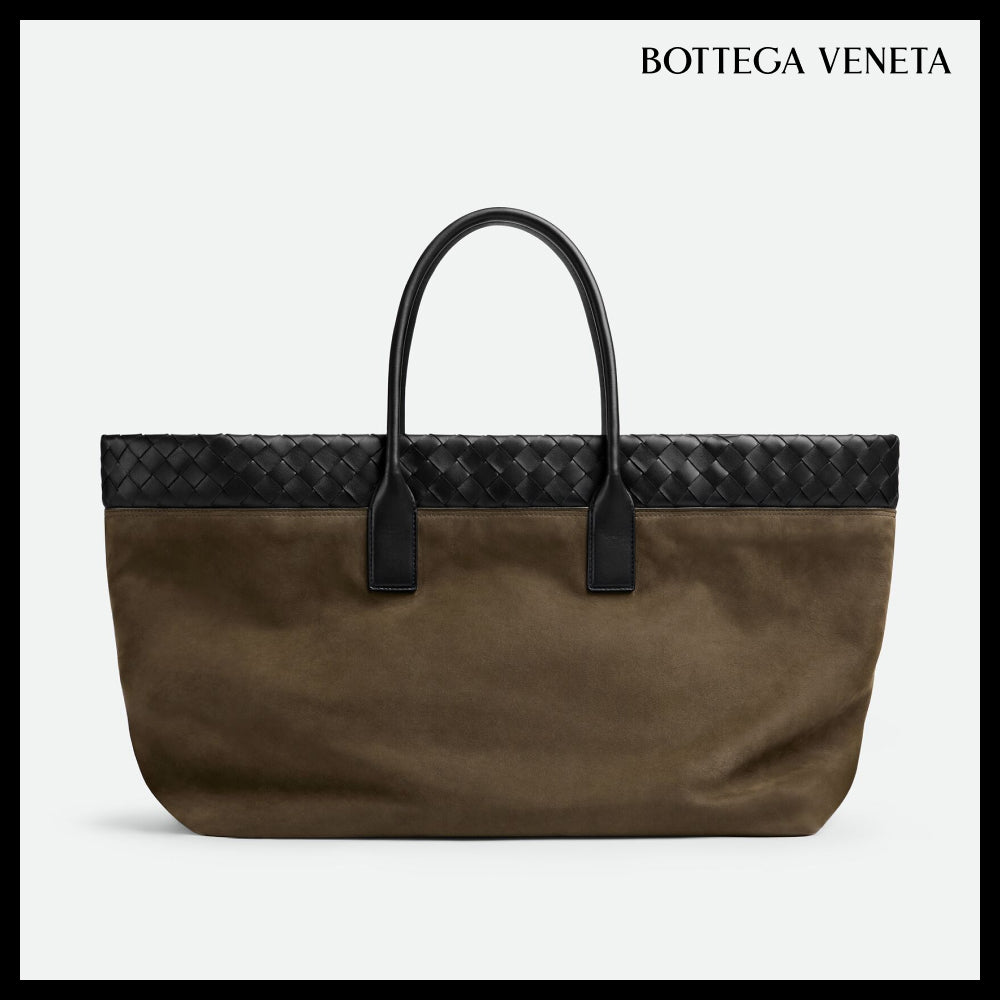 ◆BOTTEGA VENETA◆LARGE CABAT TOTE BAG KHAKI BLACK