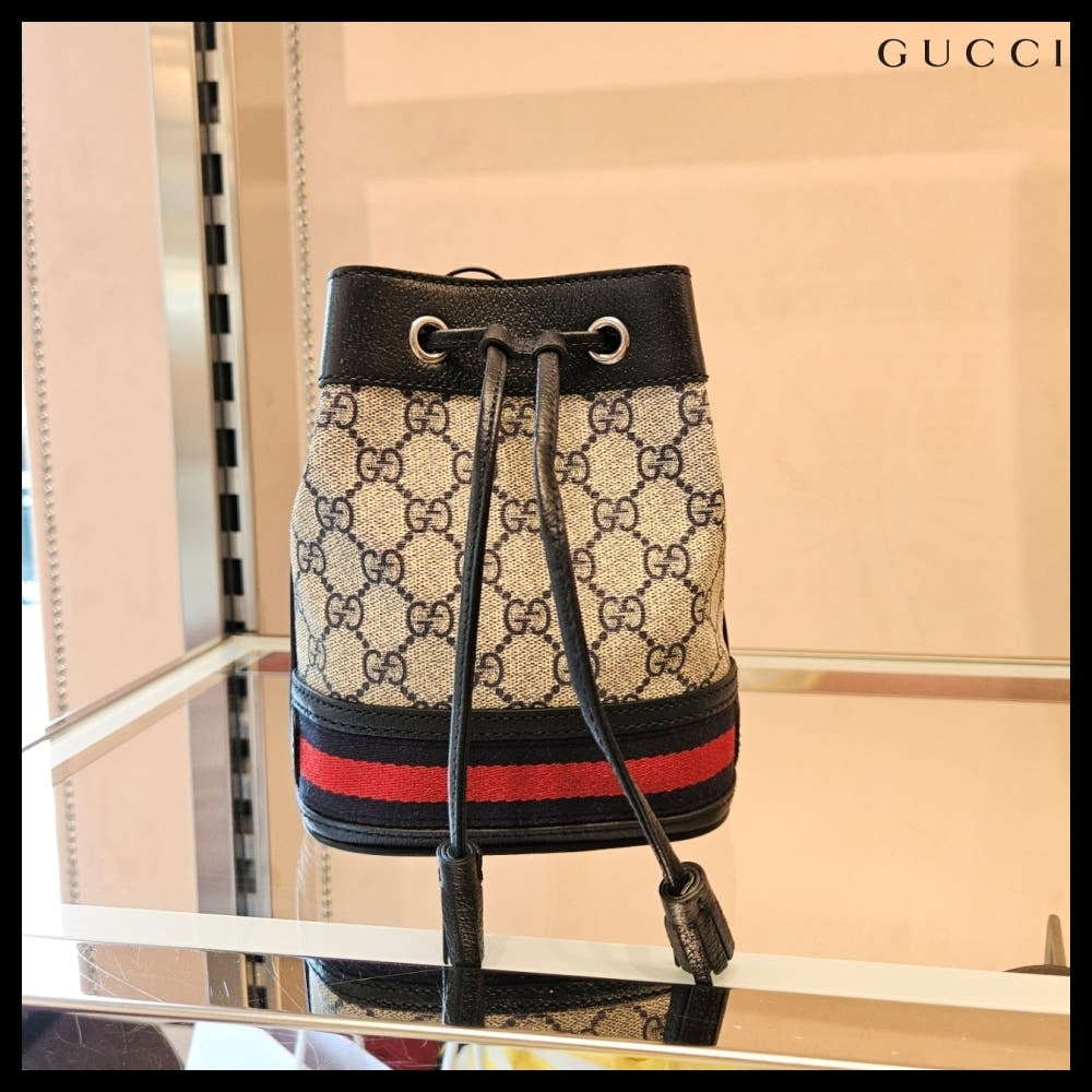 【GUCCI】Ophidia GG canvas mini bucket bag beige blue