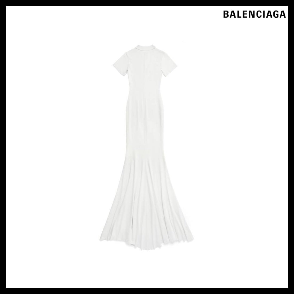 【BALENCIAGA】Women's Maxi T-Shirt Dress in White