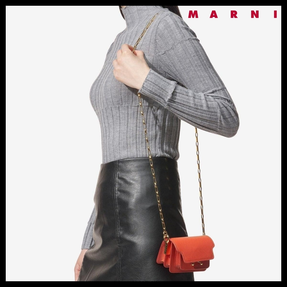 【MARNI】Trunk Nano Chain Crossbody Bag - Brick