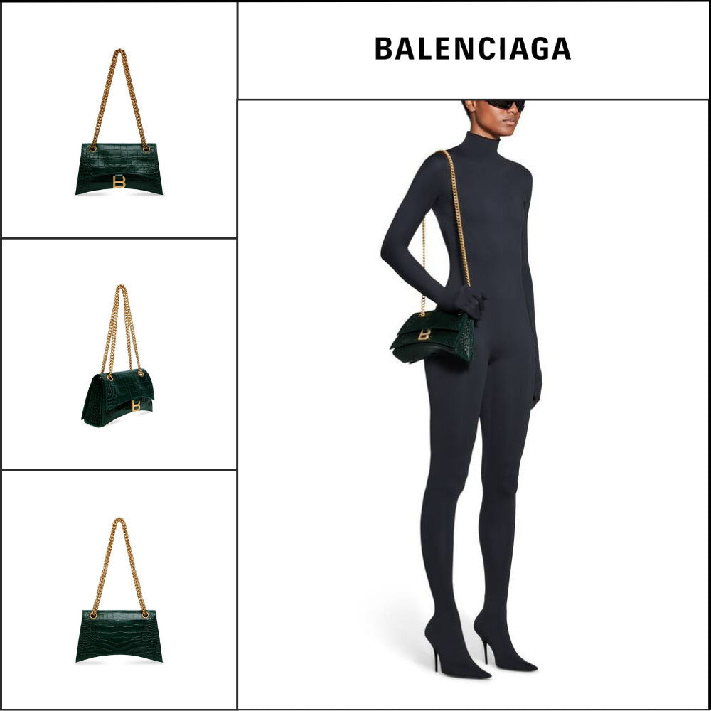 【BALENCIAGA】Crush Small Chain Bag Crocodile Embossed