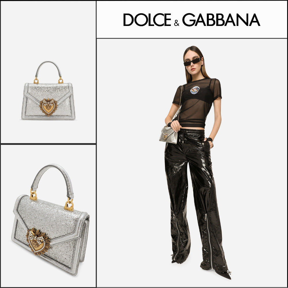 【Dolce & Gabbana】Small Devotion Top-Handle Bag Silver