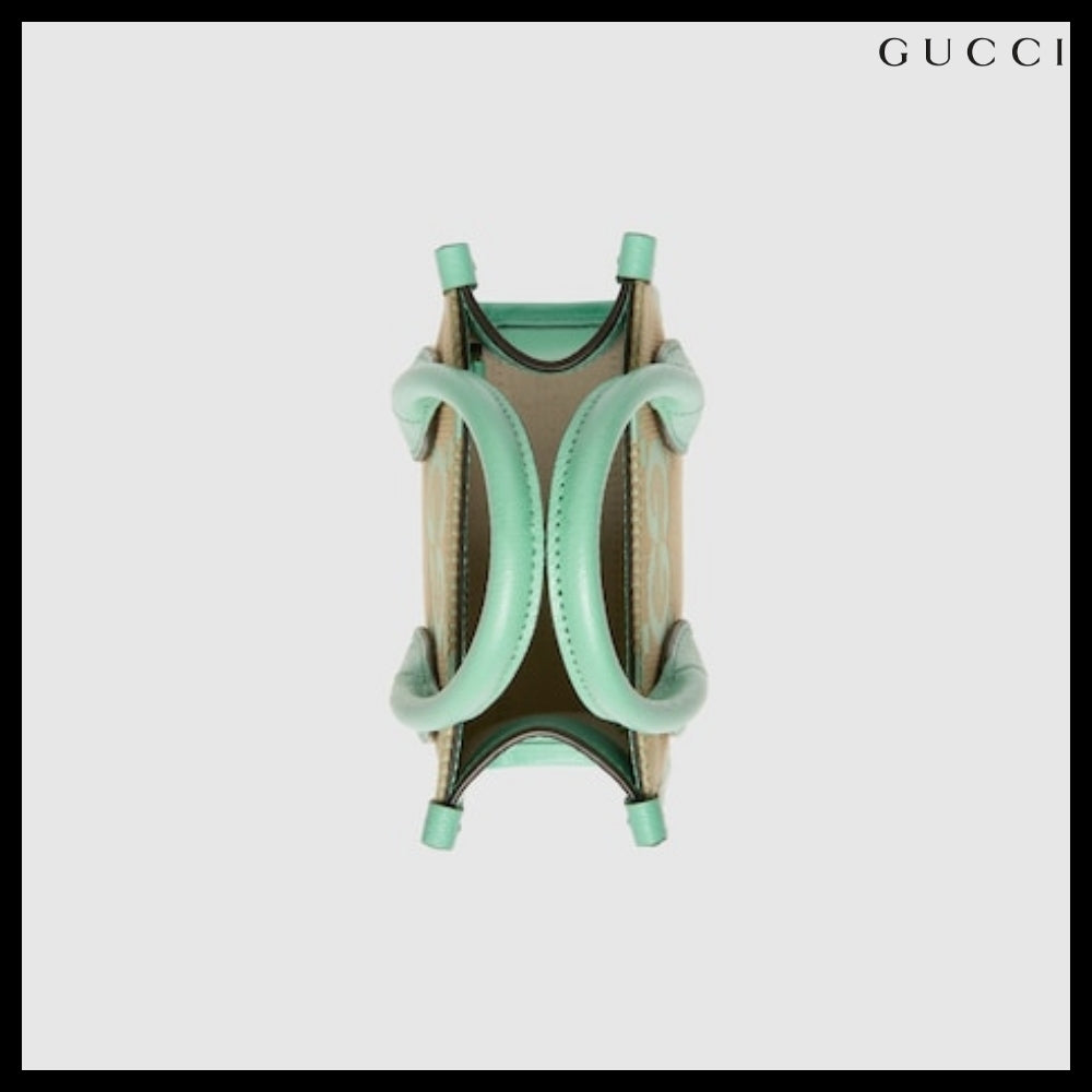 【GUCCI 】Jumbo GG Logo Mini Tote Bag BEIGE MINT