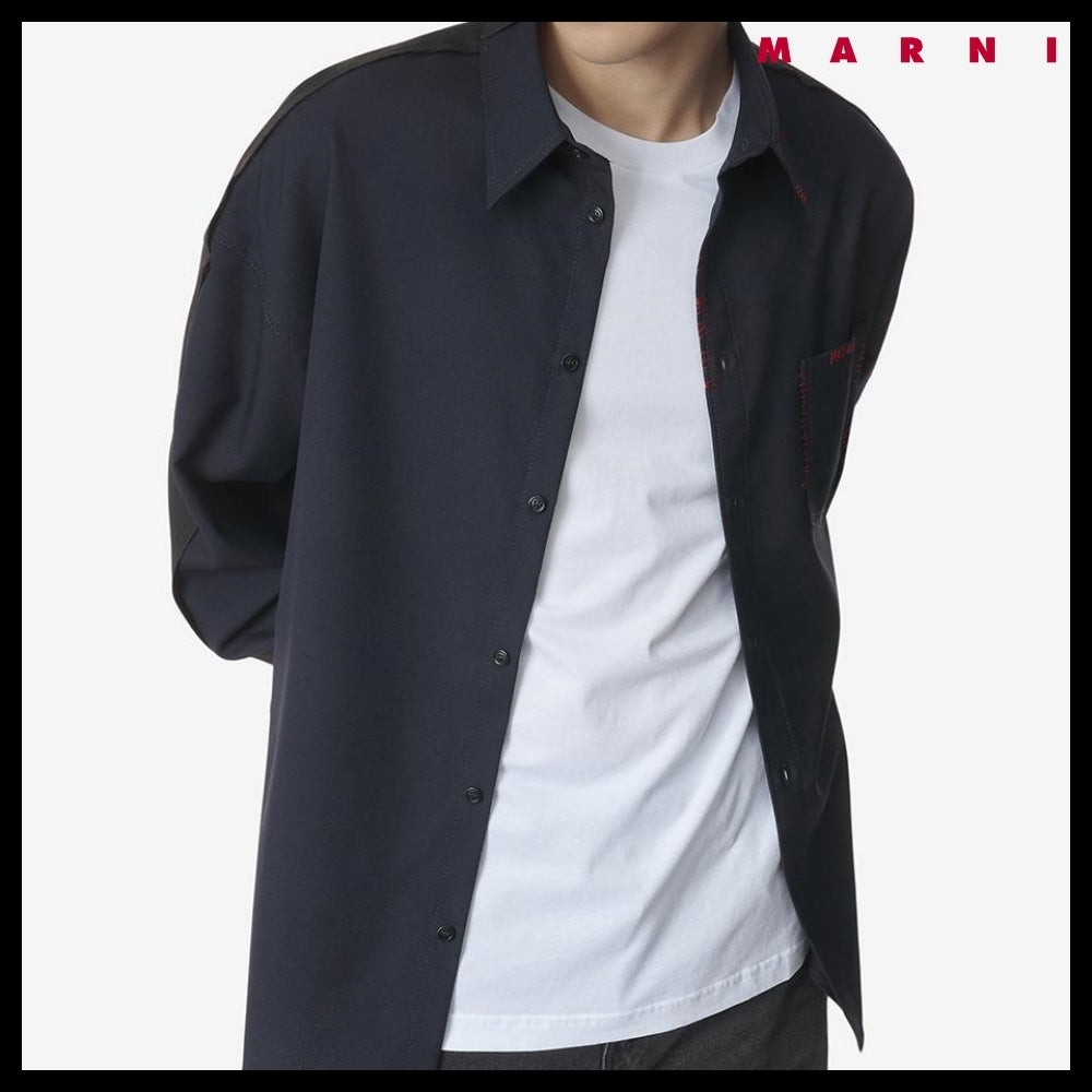 【MARNI】Tropical Wool Shirt Blueblack