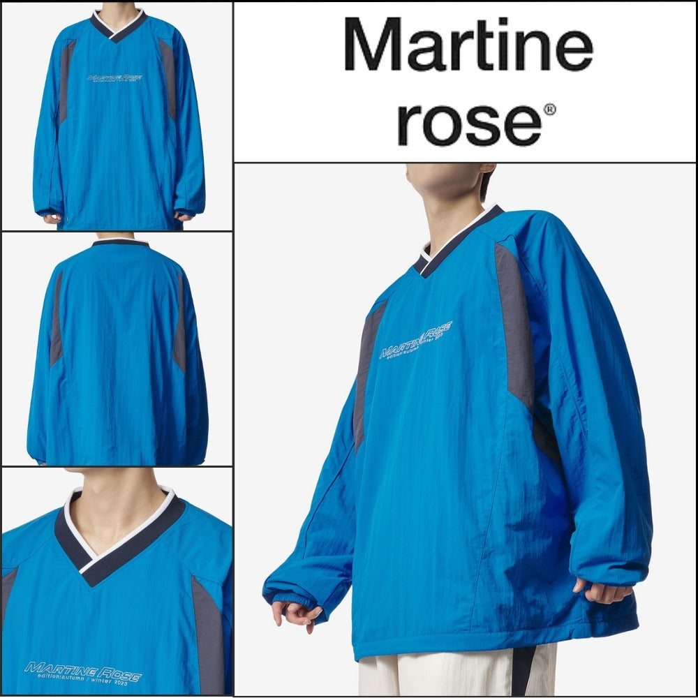 【MARTINE ROSE】LOGO PRINT SWEATSHIRT - BRIGHT BLUE:NAVY