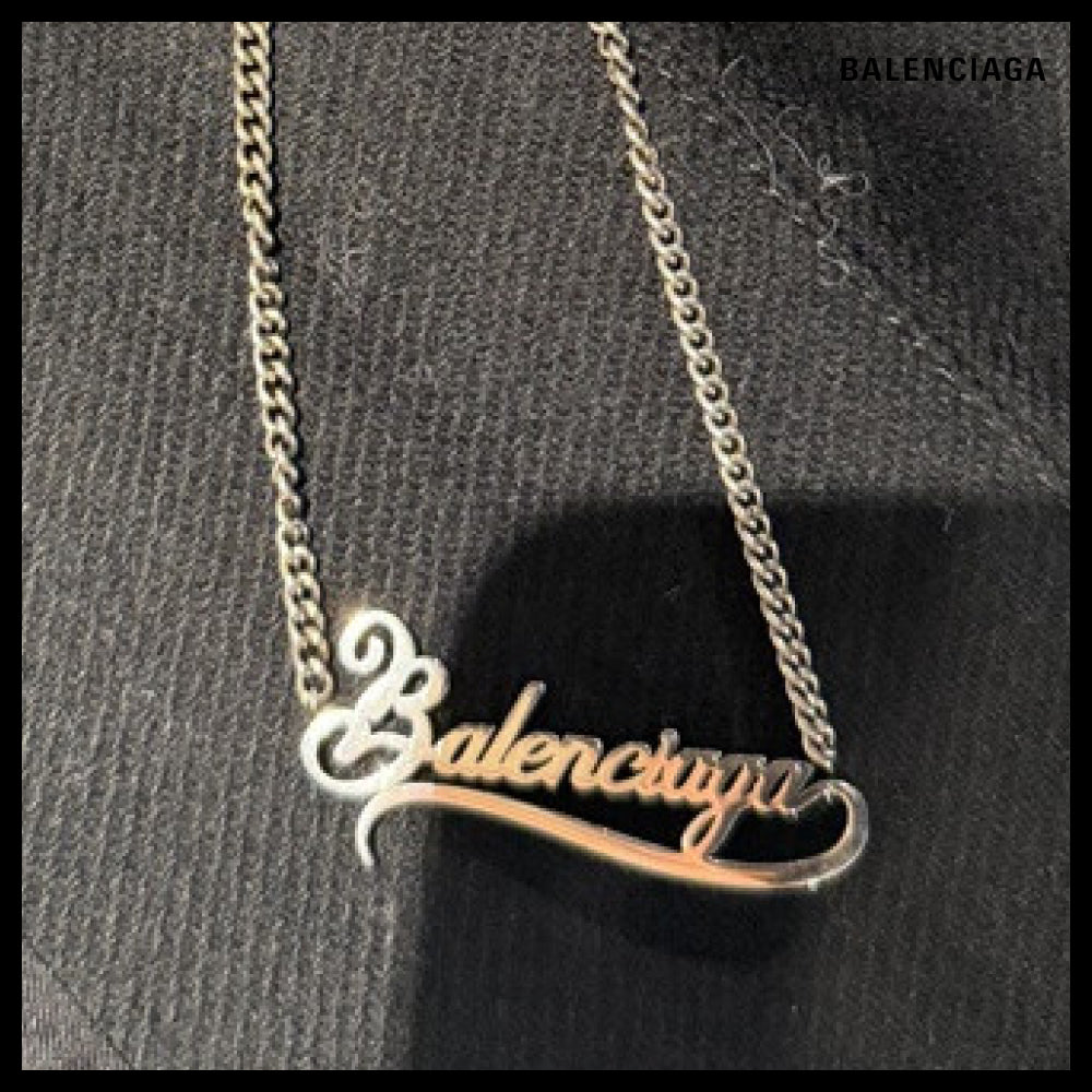 ★BALENCIAGAアウトレット セール ★TYPO Logo Necklace Silver