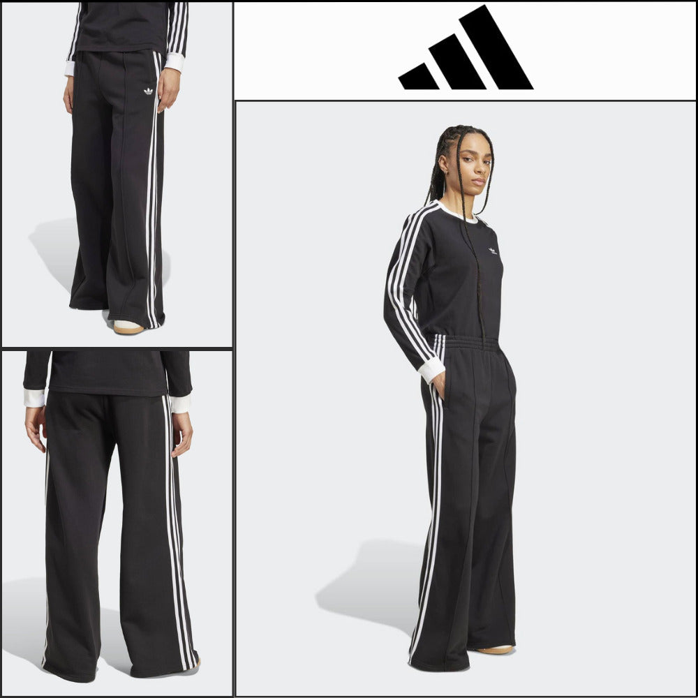 【ADIDAS】Three Stripes Black White Wide Sweat Pants