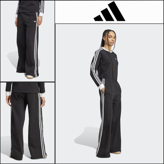 【ADIDAS】Three Stripes Black White Wide Sweat Pants