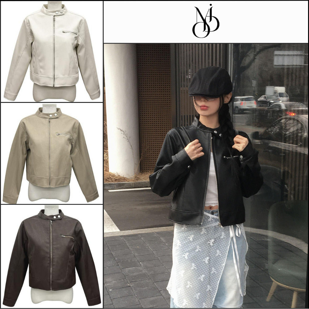【MODIMOOD】Vera Rider Leather Jacket 4 Colors