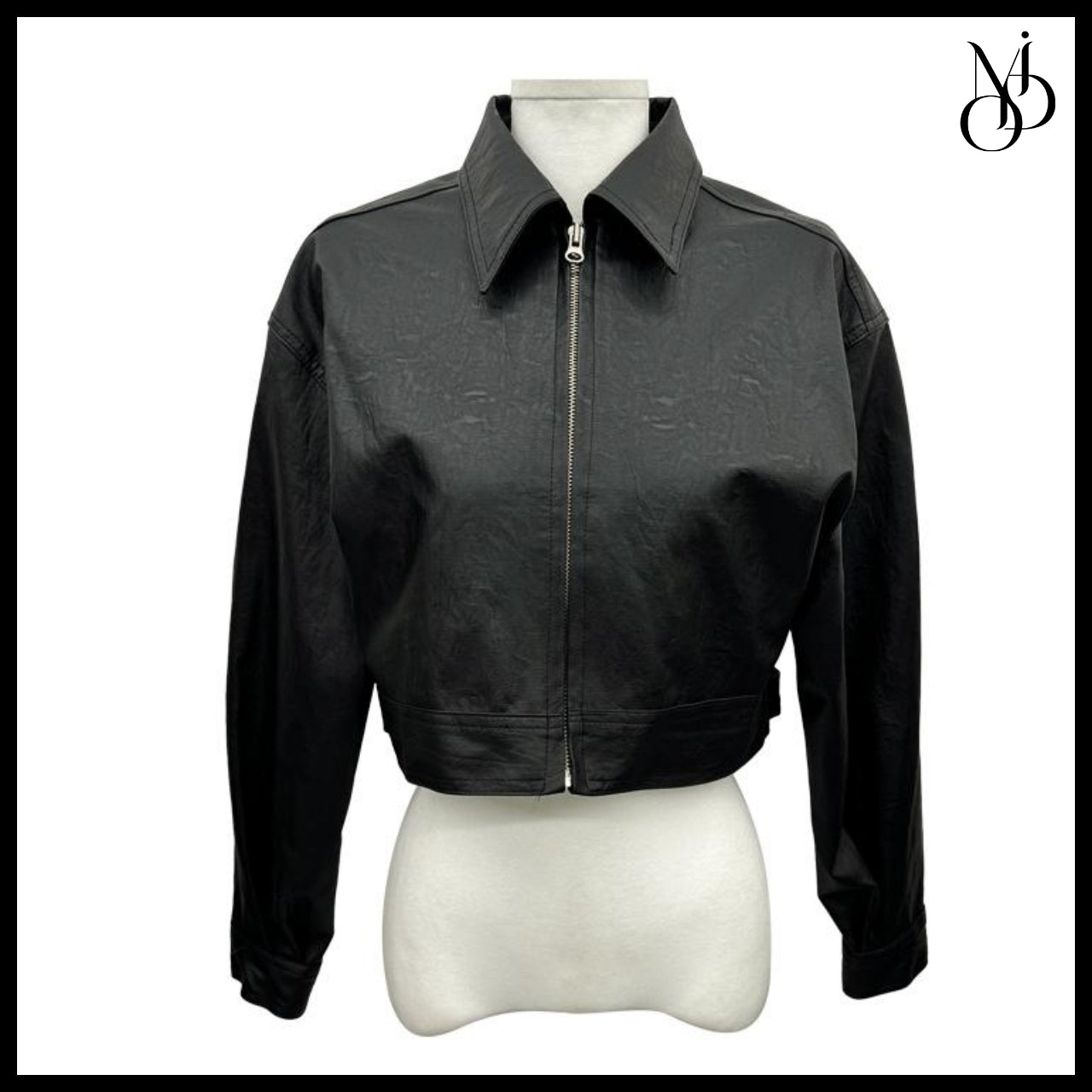 【MODIMOOD】Single Collar Half Crop Leather Jacket 3 Colors