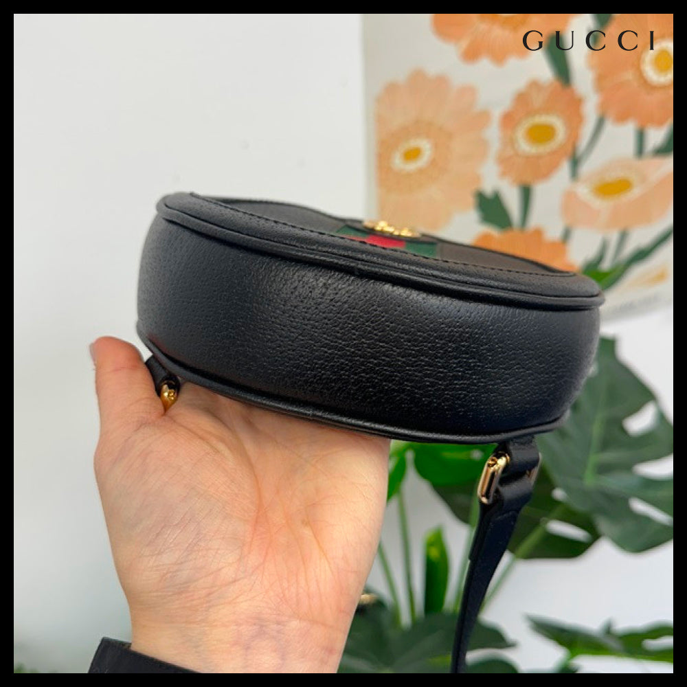 【GUCCI】Ophidia Web Round Mini Chain Backpack Black