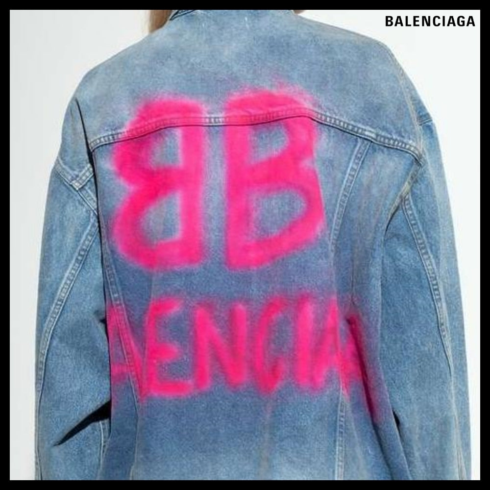 【BALENCIAGA】Back Graffiti Logo Denim Jacket