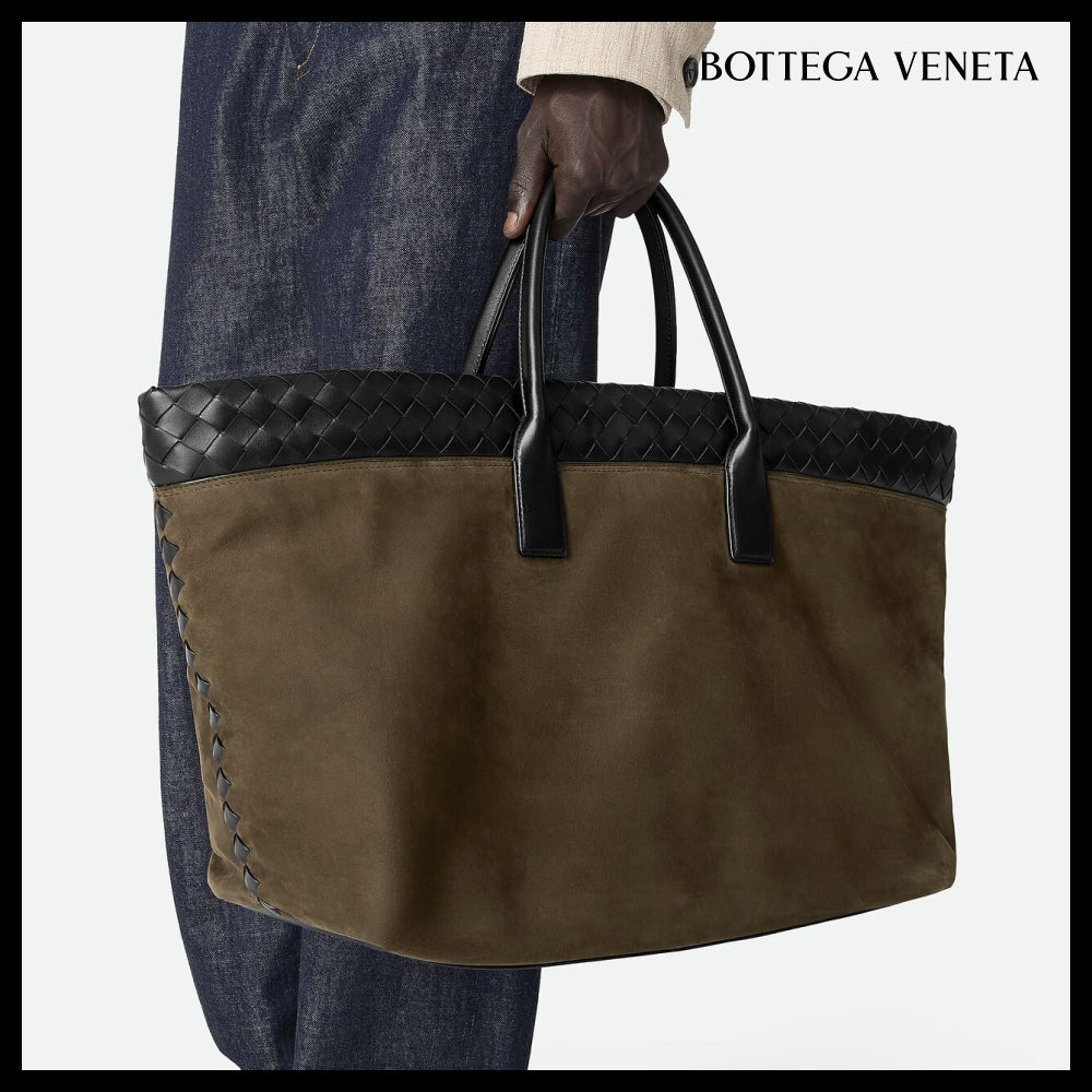 ◆BOTTEGA VENETA◆LARGE CABAT TOTE BAG KHAKI BLACK